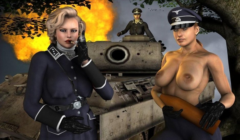 Naked with beautiful breasts in tank