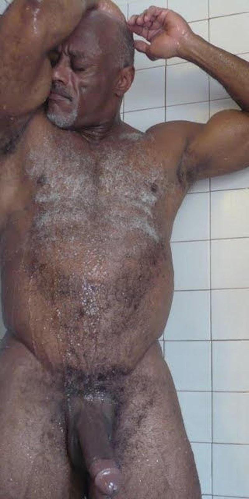 Naked Negro with a huge hairy member