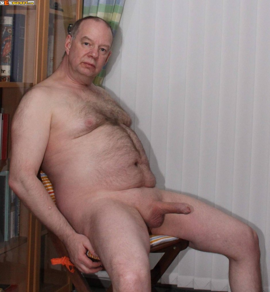 Naked fat bald man
