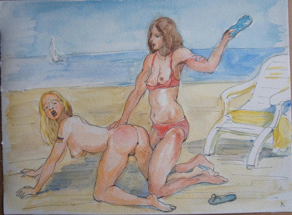 Erotic sketches on the beach