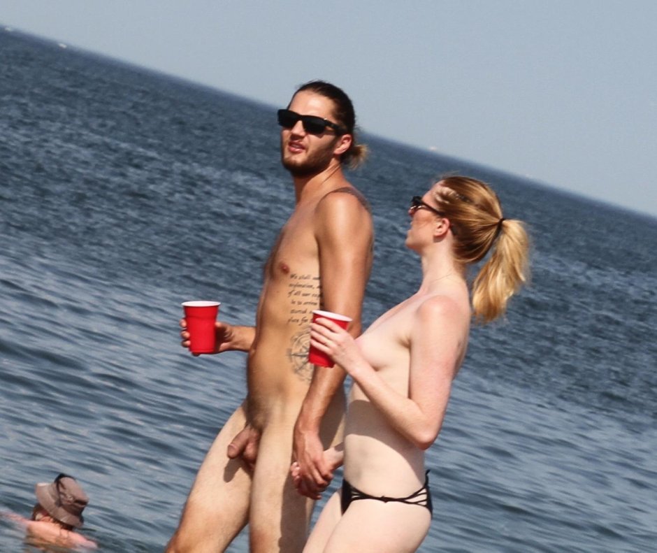 Beach naked guys dressed girls