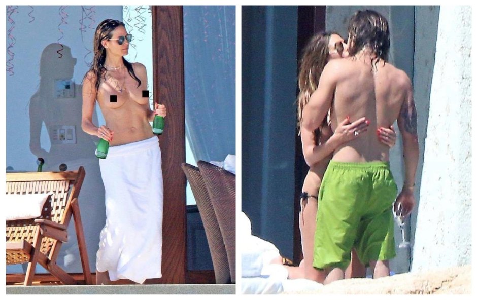 Heidi Klum and Tom Kaulitz on the beach