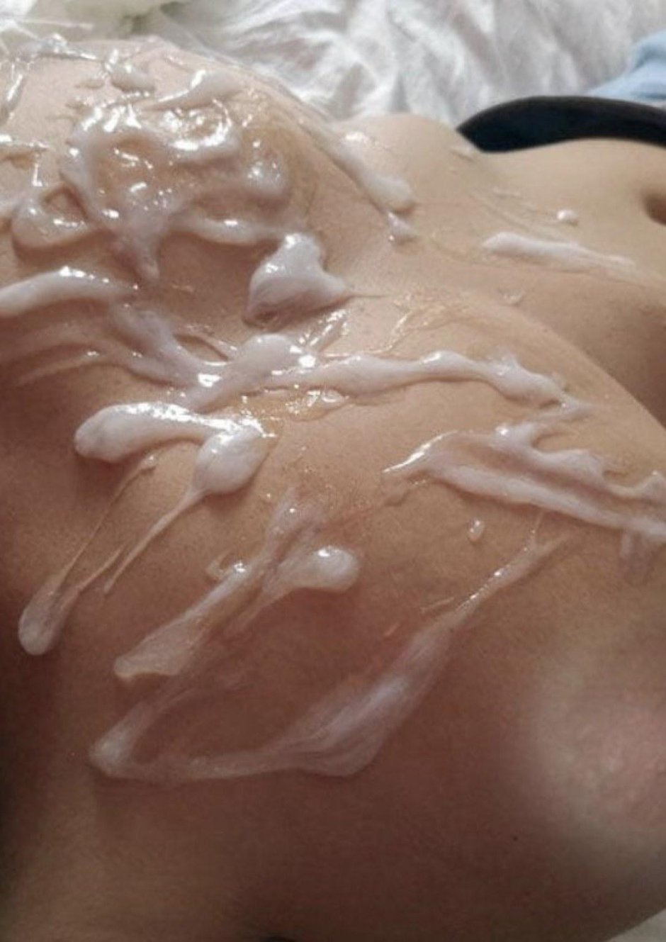 Cumshot on the stomach and chest