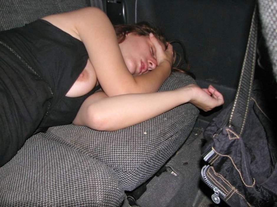 Naked drunk sleeping in the car