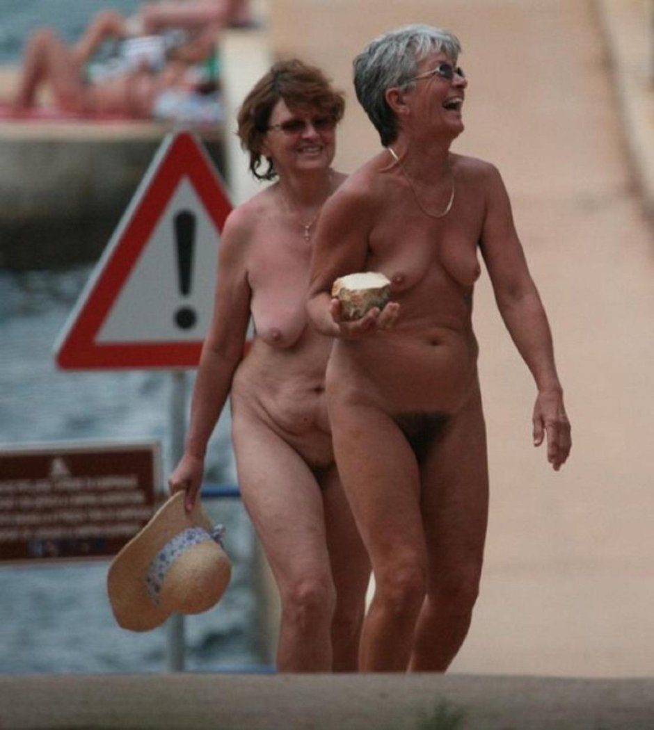 Naked old women on the beach