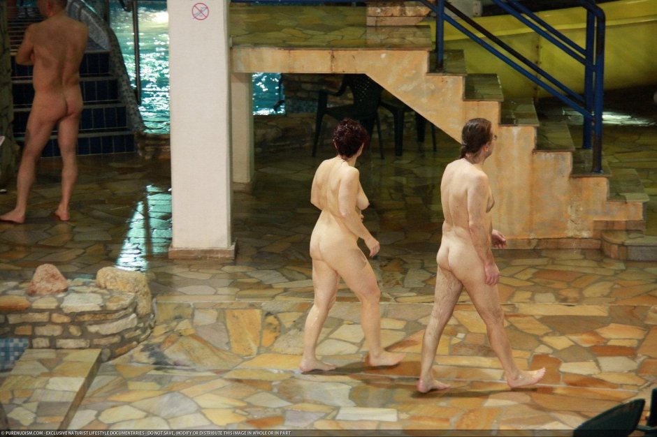 Family nudism in the water park