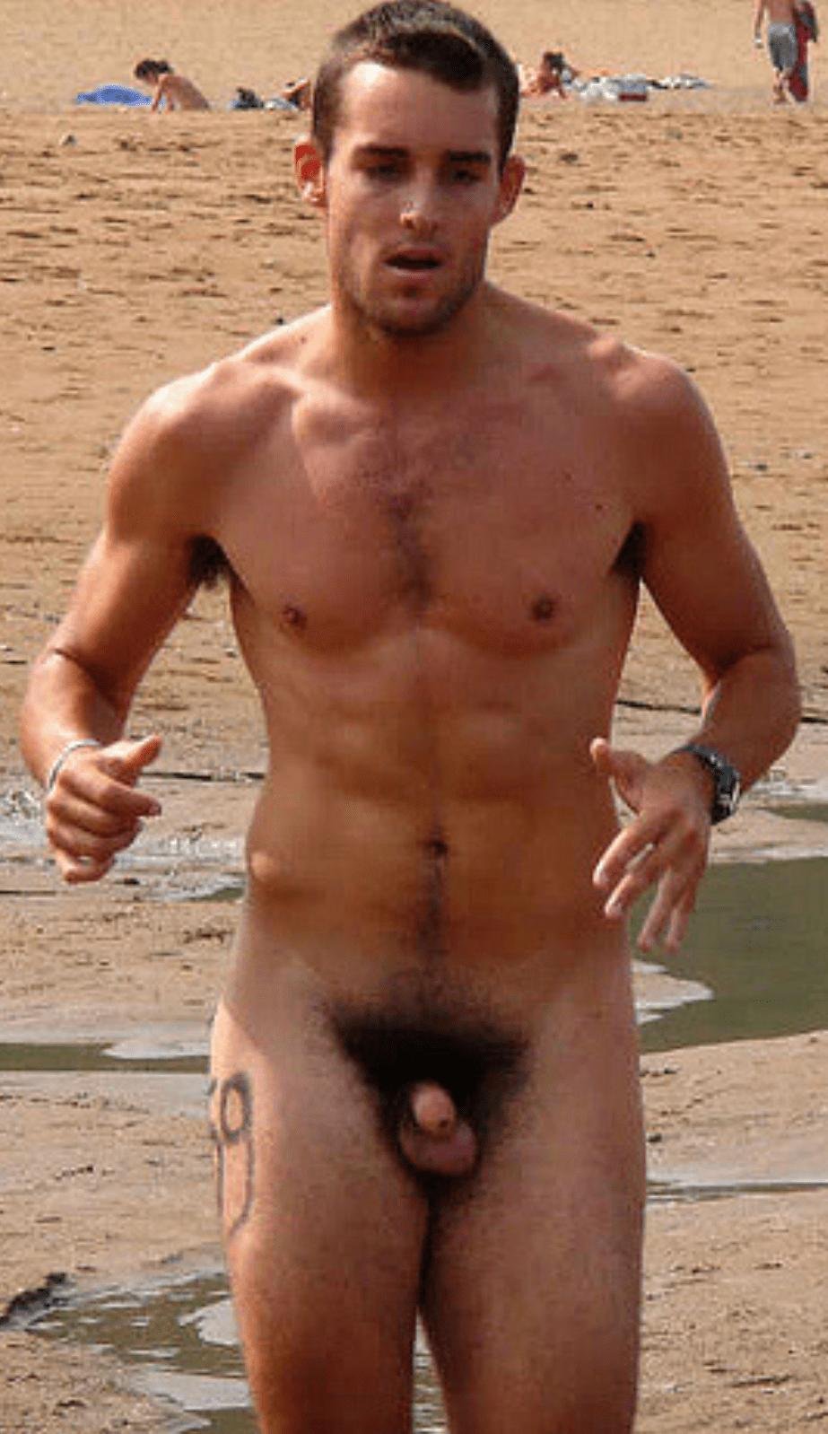 Naked hairy guys on the beach