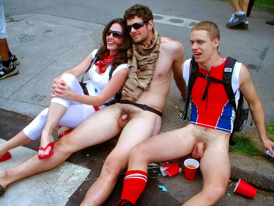 Guys undress in public