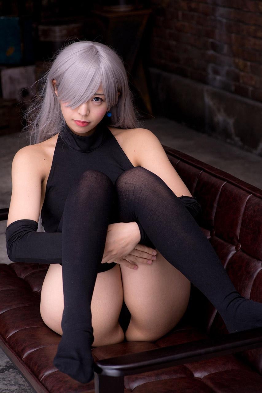 Erotic cosplay in tights