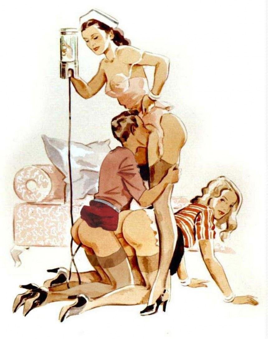 Erotic enema illustration
