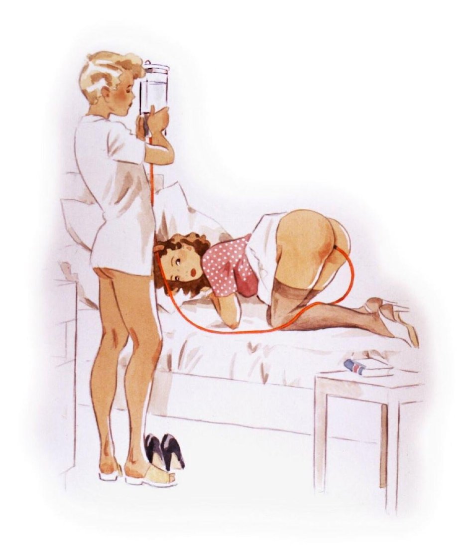 Erotic drawings of enema