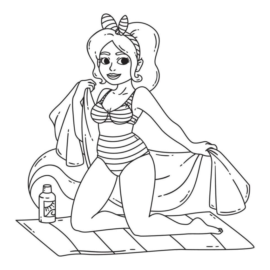 Girl on the beach drawing