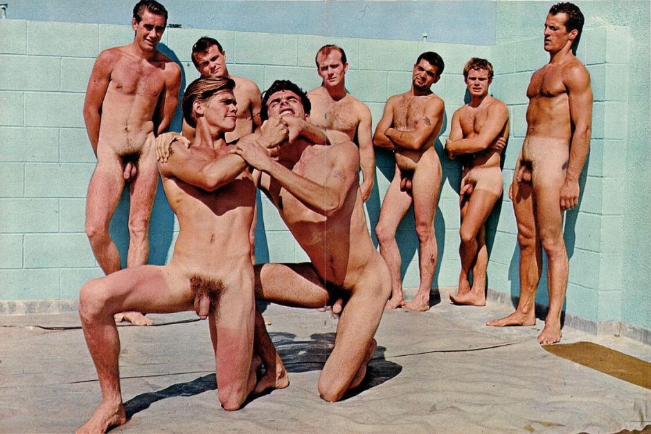Naked swimmers of the retro man
