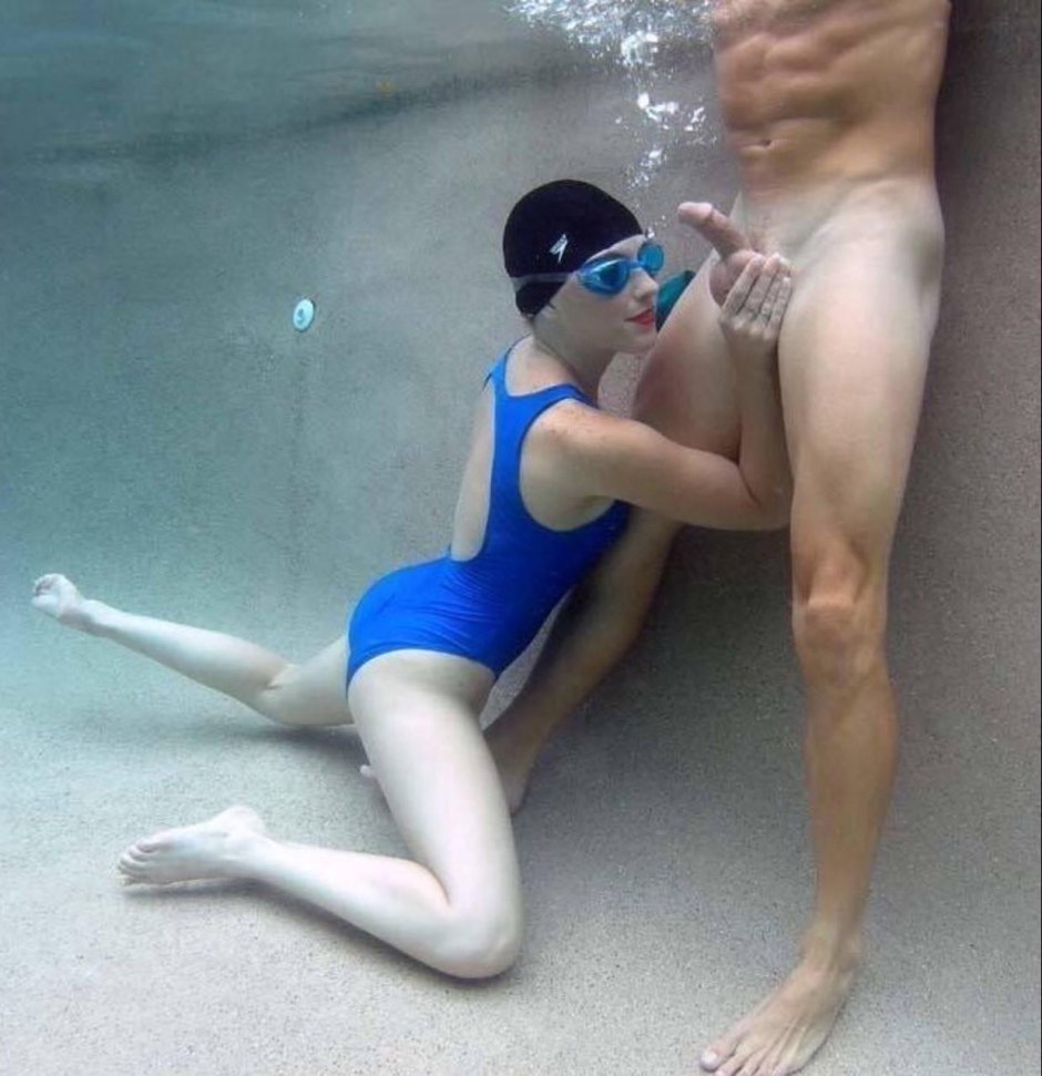 Naked swimmers dressed women