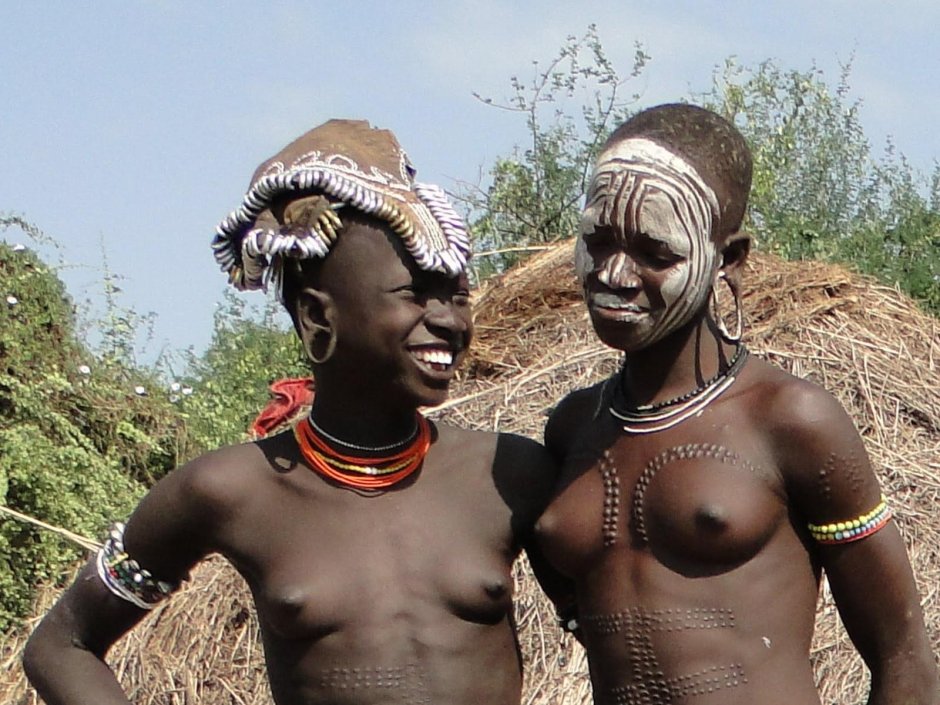 Naked white in the African tribe