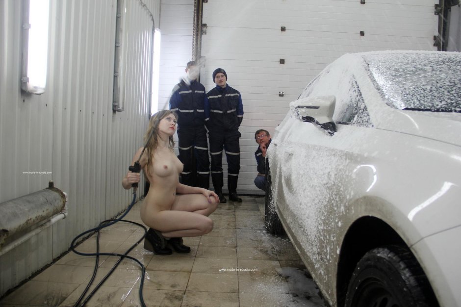 Naked car wash without panties