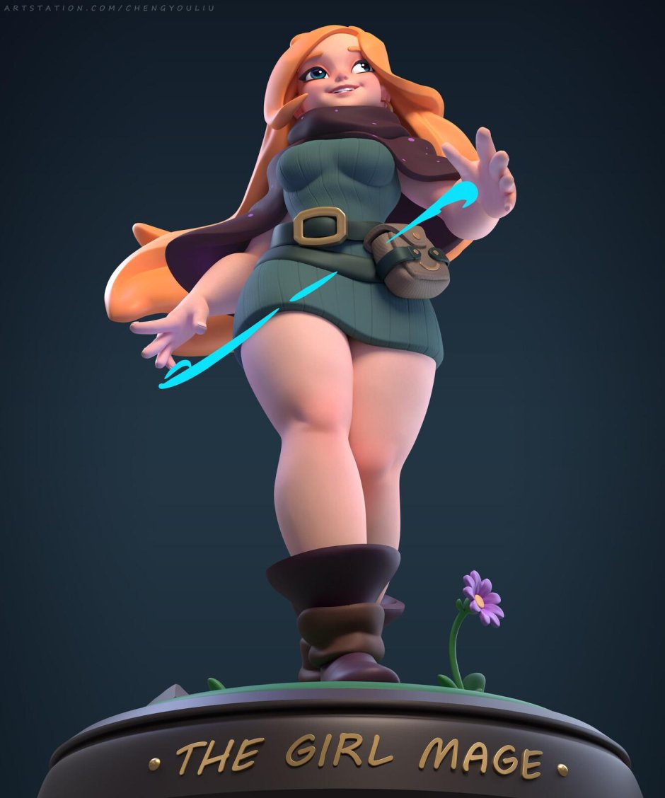 Low Poly girl Mage