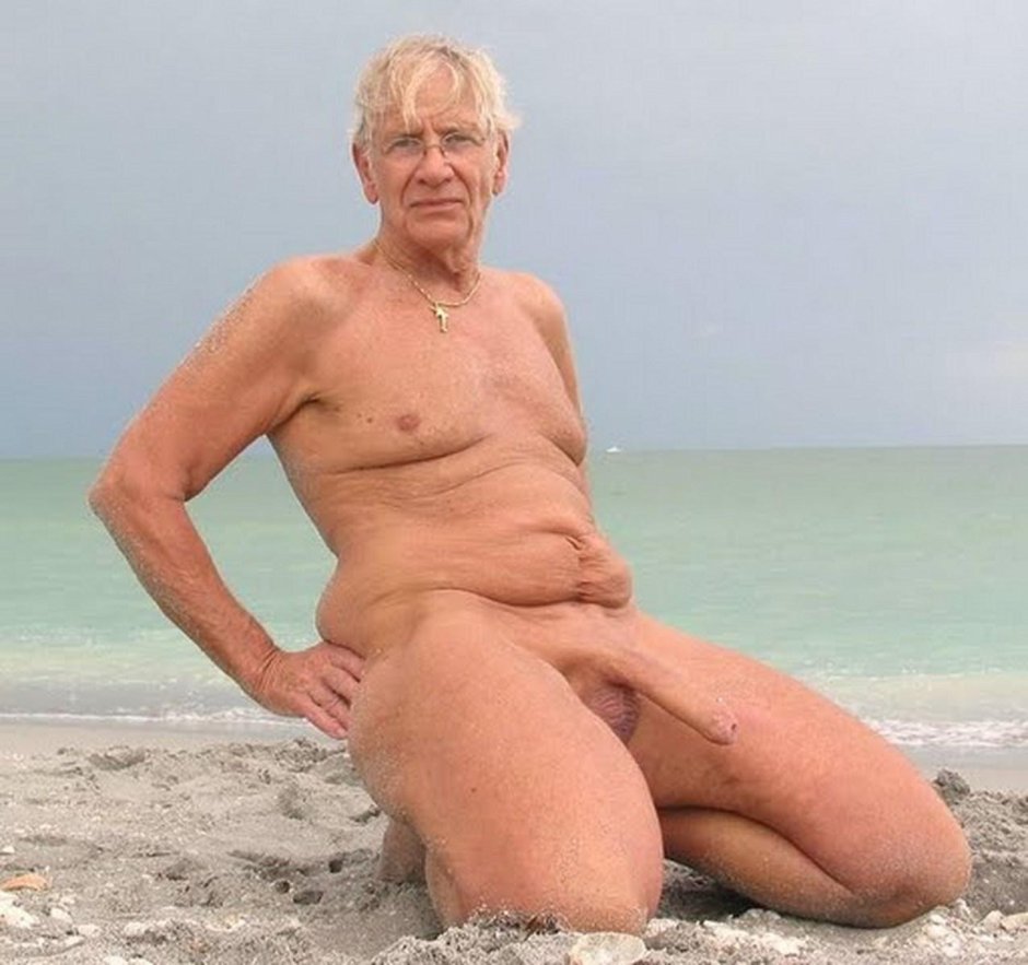 Naked elderly men on the beach