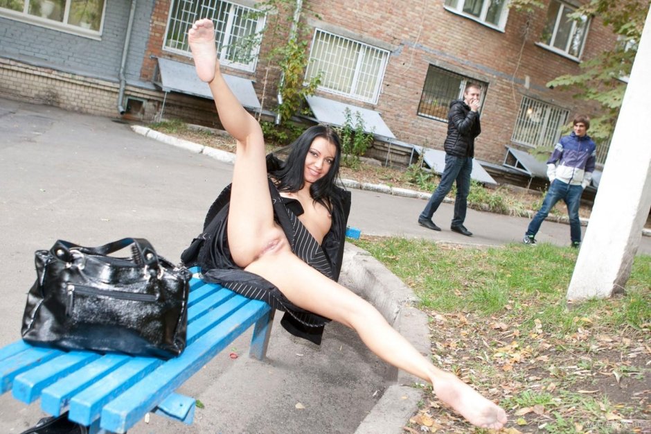 Drunk on the street without panties