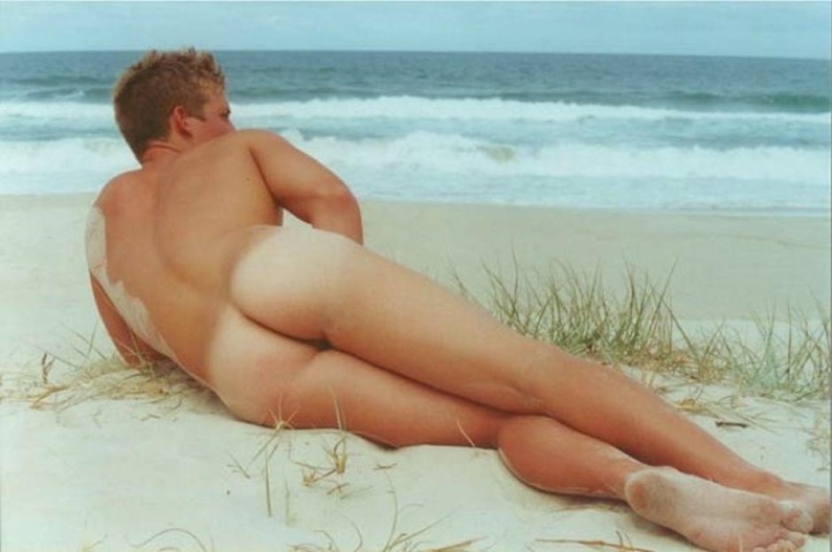 Naked guys on the seashore