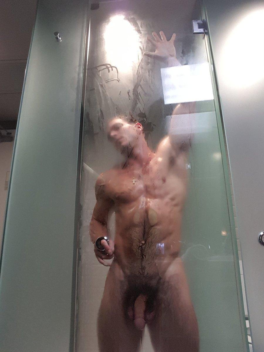 Nude Military Marines hairy muscle men in Showers masturbation in Shower